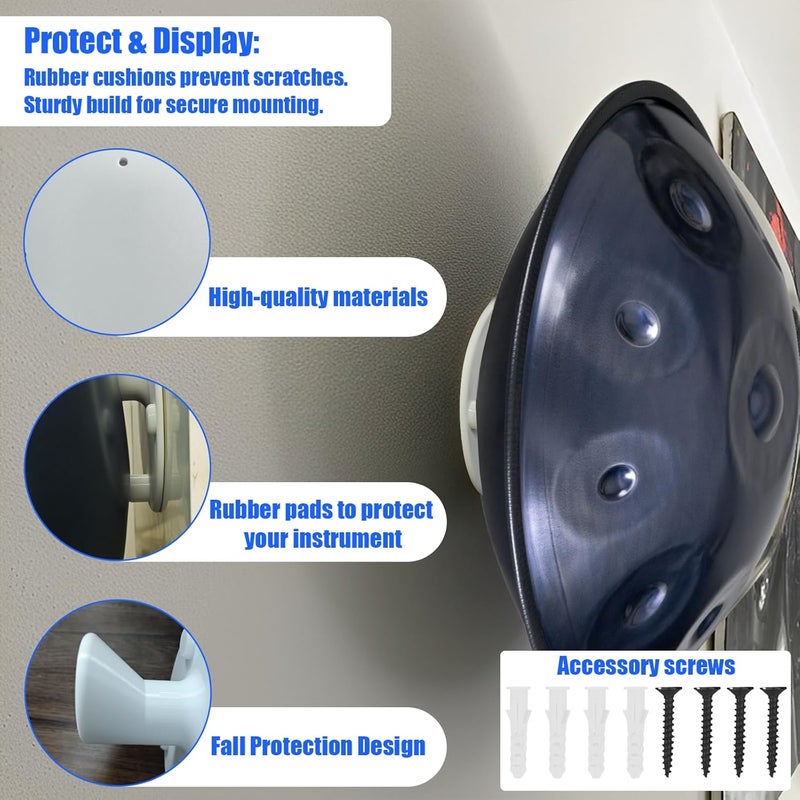 DAUCHVNY Handpan Wall Mount, Tongue Drum Holder with Rubber Cushion, Handpan Stand for Displaying Hand Discs/Tongue Drums, Unique Gift for Hand Disc Lovers - Image 3